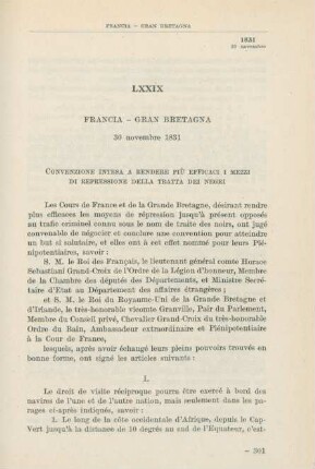 LXXIX Francia - Gran Bretagna 30 novembre 1831