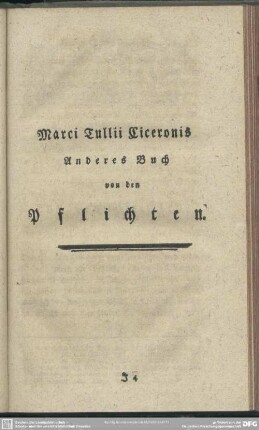 Marci Tullii Ciceronis Anderes Buch von den Pflichten