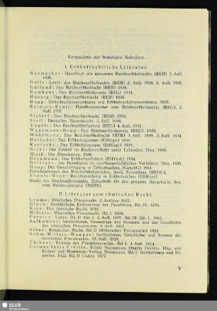 Verzeichnis der benutzten Schriften