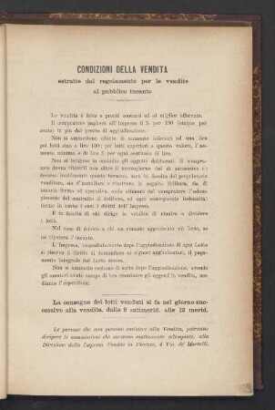 Condizioni della vendita estratte dal regolamento per le vendite al pubblico incanto
