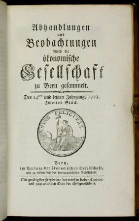 Des 14ten und letzten Jahrgangs 1773. Zweites Stück