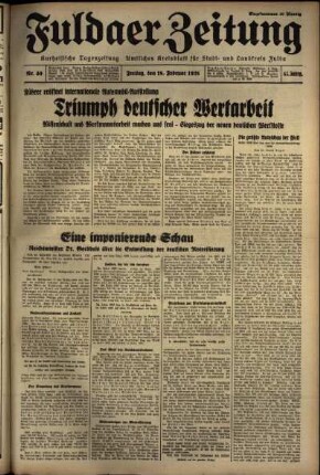 Ausgabe vom Freitag, den 18. Februar 1938.
