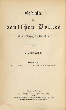 Geschichte des deutschen Volkes seit dem Ausgang des Mittelalters, 6. Culturzustände des deutschen Volkes seit dem Ausgang des Mittelalters bis zum Beginn des Dreißigjährigen Krieges : Erstes und zweites Buch