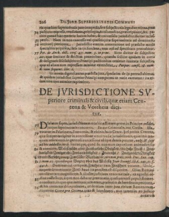 De Iurisdictione Superiore criminali & civili, quae etiam Centena & Voitheia dicitur.