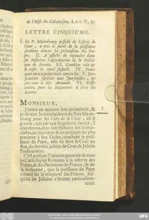 Lettre Cinquiéme.
