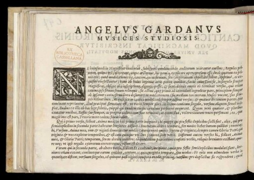Vorwort an die MUSICES STUDIOSIS von Angelo Gardano