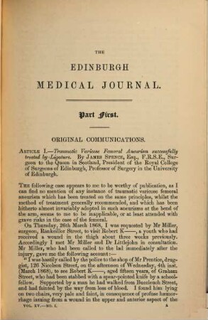 Edinburgh medical journal, 15,1. 1869