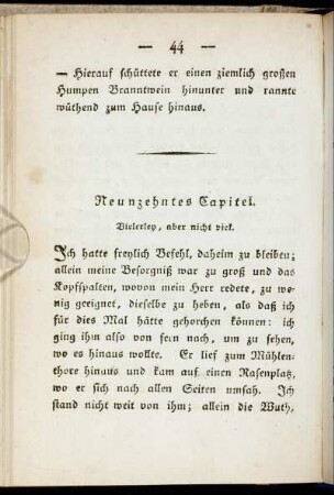 Neunzehntes Capitel. Vielerley, aber nicht viel.