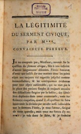 La Legitimite Du Serment Civique