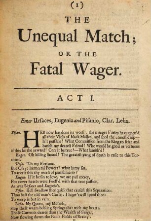 The Injured Princess, Or The Fatal VVager : As it is Acted at the Theater-Royal, By His Majesties Servants