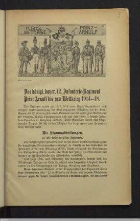 Das königl. bayer. 12. Infanterie-Regiment Prinz Arnulf bis zum Weltkrieg 1914-18