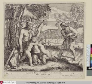 Concepit Heva, et peperit Cain Fratremque eius Abel [Adam und Eva mit Kain und Abel]
