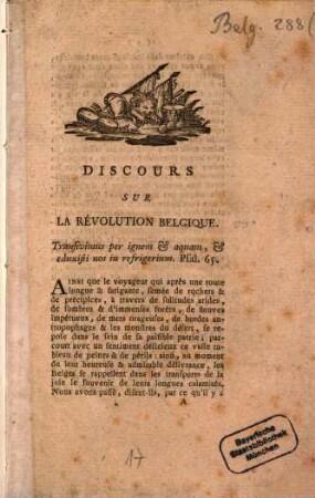 Discours Sur La Révolution Belgique