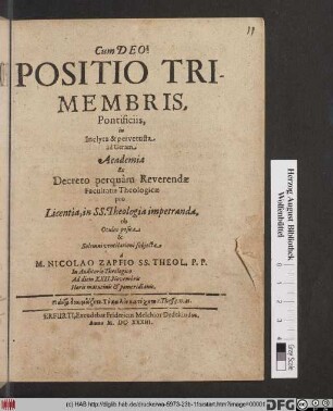 Positio Trimembris, Pontificiis
