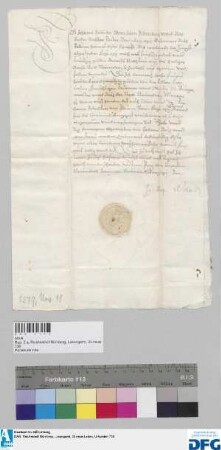 Dr. iur. utr. Johann Babtista Weber zum Pisenberg und Retz, kaiserlicher Geheimer Rat, stellt der Stadt Nürnberg Quittung aus über 550 fl. Stadtsteuer.