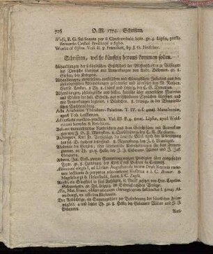 Schriften, welche künftig heraus kommen sollen.