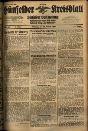 Erste Ausgabe vom Mittwoch, den 28. August 1935.