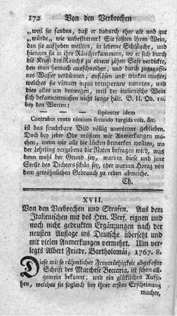Von den Verbrechen und Strafen.