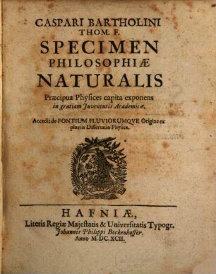 Specimen philosophiae naturalis