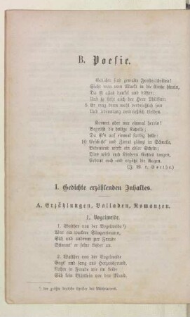 A. Erzählungen, Balladen, Romanzen