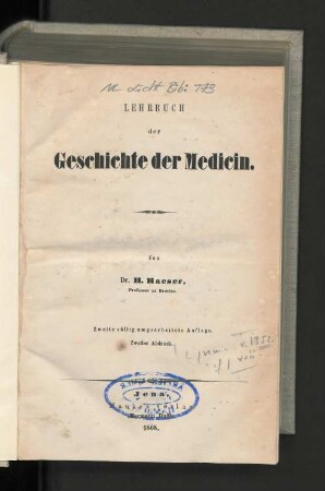 1: Lehrbuch der Geschichte der Medicin