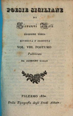 Poesie Siciliane. 8, Postumo