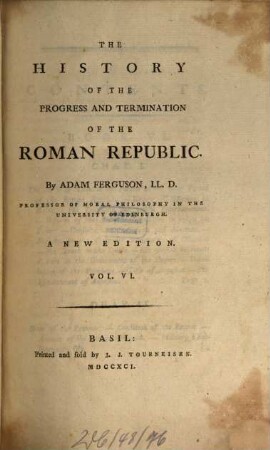 The history of the progress and termination of the Roman republic. 6