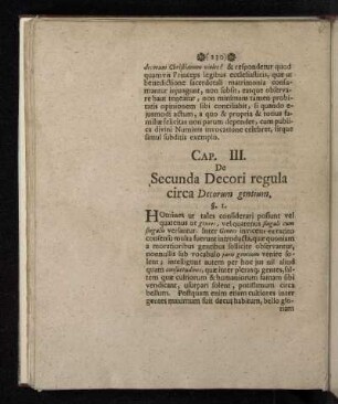 Cap. III. De Secunda Decori regula circa Decorum gentium.