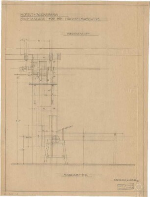 Littmann, Max; Bocksberg; Hofgut, Feldscheune, Tenne und Silo - Kraftanlage für die Häckselmaschine (Ansicht)