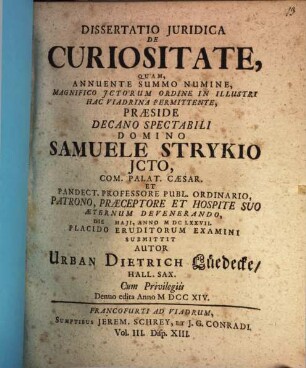 Diss. iur. de curiositate