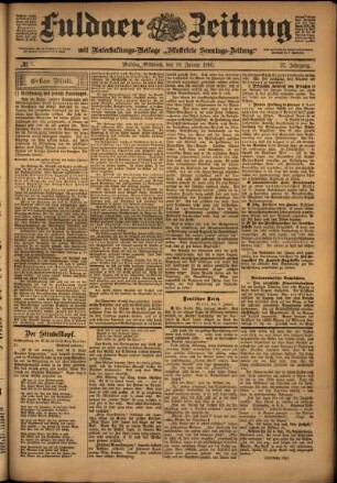 Erste Ausgabe vom Mittwoch, den 10. Januar 1900.