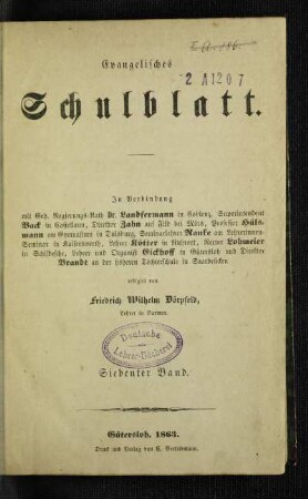 7: Evangelisches Schulblatt - 7.1863