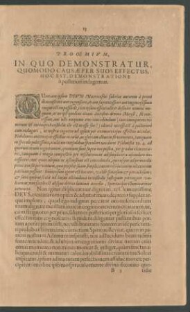 Prooemium, In Quo Demonstratur, Quomodo Causae Per Suos Effectus, Hoc Est, Demonstratione a posteriori indagentur.