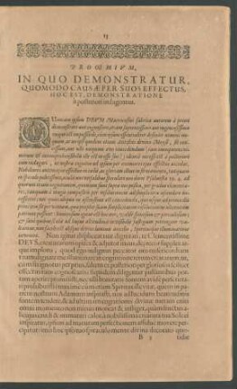 Prooemium, In Quo Demonstratur, Quomodo Causae Per Suos Effectus, Hoc Est, Demonstratione a posteriori indagentur.