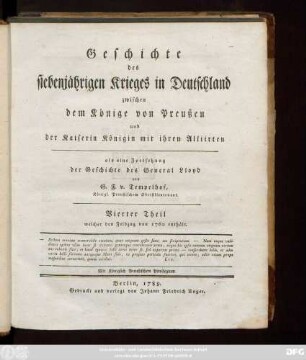 Theil 4: welcher den Feldzug von 1760 enthält