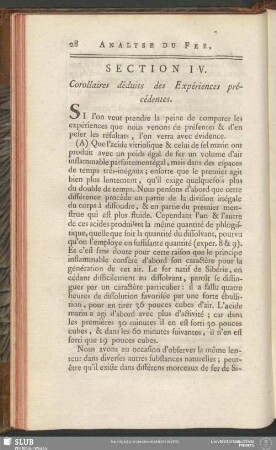 Section IV. Corollaires déduits des Expériences précédentes