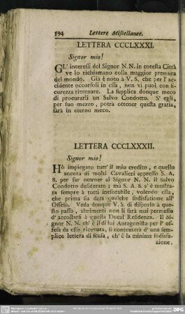 Lettera CCCLXXXI. Signor mio!