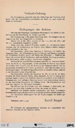 Verkaufs-Ordnung – Bedingungen der Auktion