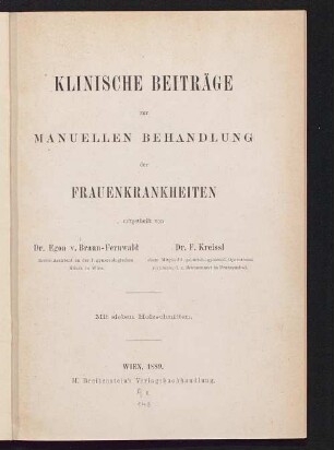Klinische Beiträge zur manuellen Behandlung der Frauenkrankheiten