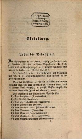 Theoretisch-praktische italienische Sprach-Lehre für öffentlichen Privat- und Selbst-Unterricht