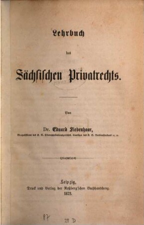 Lehrbuch des Sächsischen Privatrechts