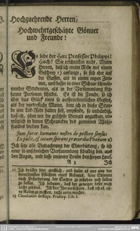 Hochzuehrende Herren, Hochwertgeschätzte Gönner und Freunde!