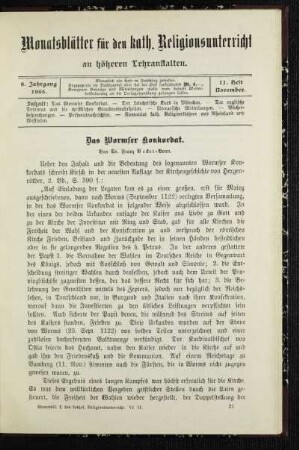 ¬Das¬ Wormser Konkordat