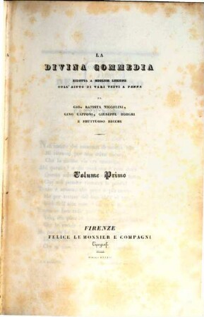 La divina commedia, 1 (1837)