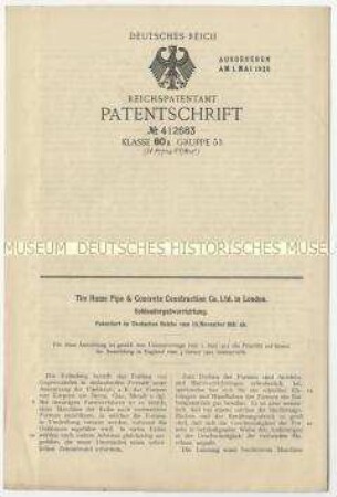 Patentschrift einer Schleudergussvorrichtung, Patent-Nr. 412683