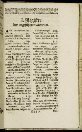 I. Register der angeführten Autorum.