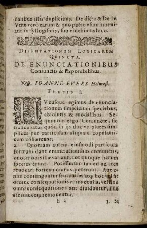 Disputationum Logicarum Quincta. De Enunciationibus Coniunctis & Exponibilibus