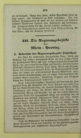 III. Die Regierungsbezirke der Rhein-Provinz