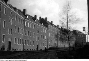 Dresden, Südvorstadt. Regensburger Straße, Münchner Straße, Wohnungsbau, Januar 1954