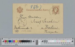 Postkarte an Joseph Joachim